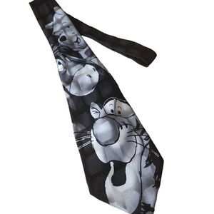 Disney Pooh black and gray 100% silk tie